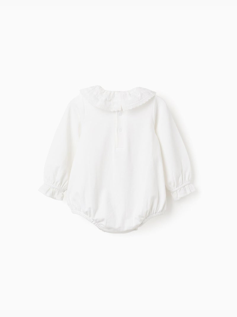 Body à manches longues et broderie anglaise Blanc - Kiabi