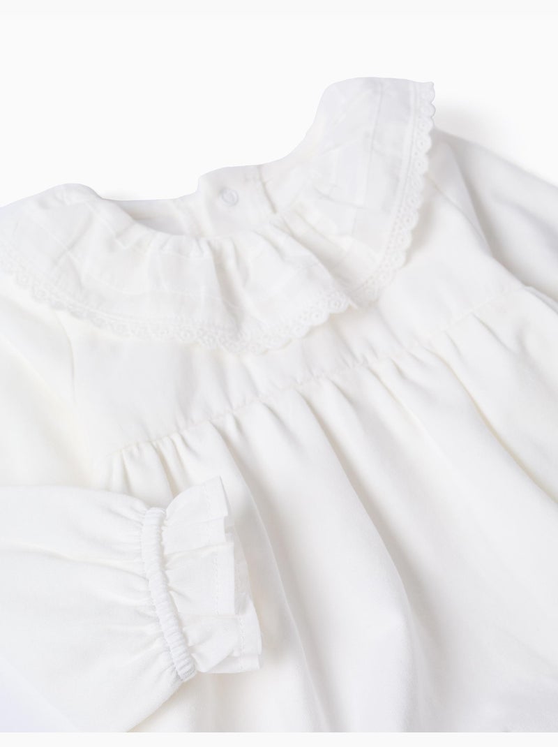 Body à manches longues et broderie anglaise Blanc - Kiabi