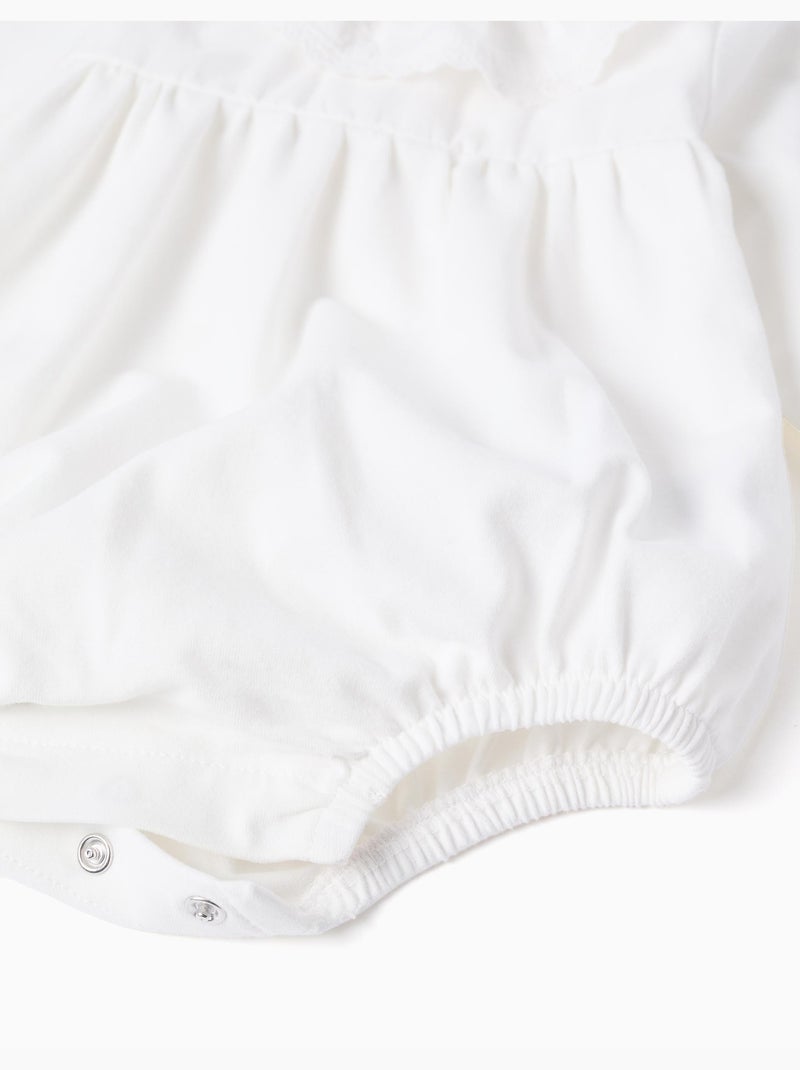 Body à manches longues et broderie anglaise Blanc - Kiabi