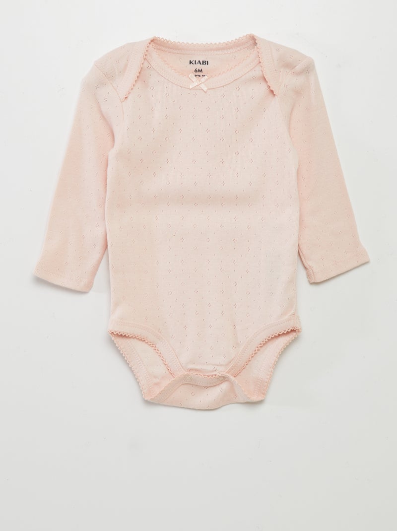 Body à manches longues et col US - Lot de 3 Beige /rose clair/foncé - Kiabi