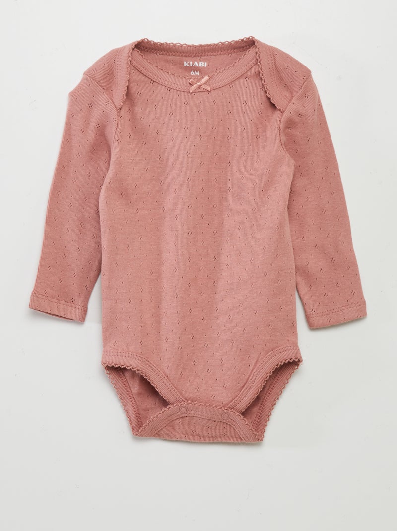 Body à manches longues et col US - Lot de 3 Beige /rose clair/foncé - Kiabi