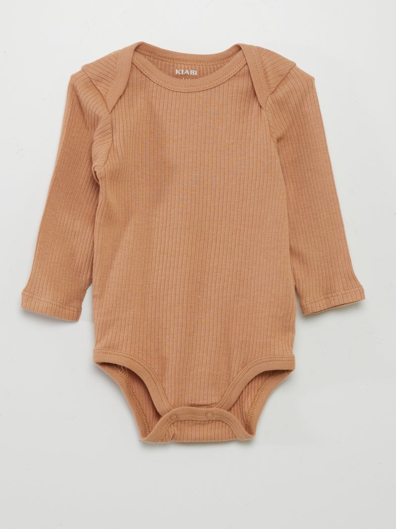 Body à manches longues et col US - Lot de 3 Beige/rose - Kiabi