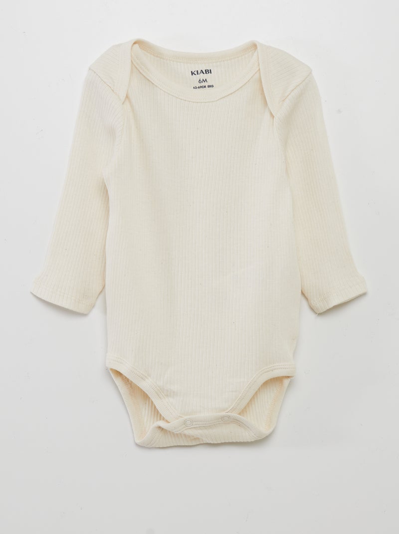 Body à manches longues et col US - Lot de 3 Beige/rose - Kiabi