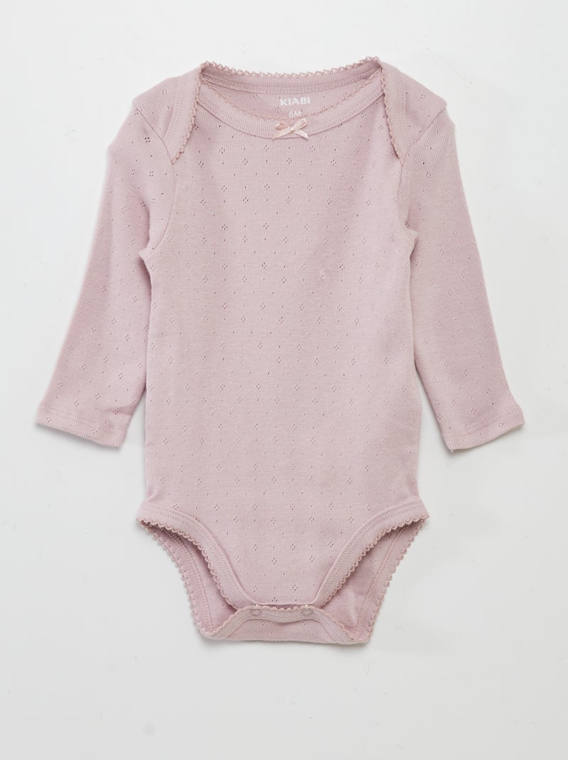 Body à manches longues et col US - Lot de 3 Rose/jaune moutarde - Kiabi