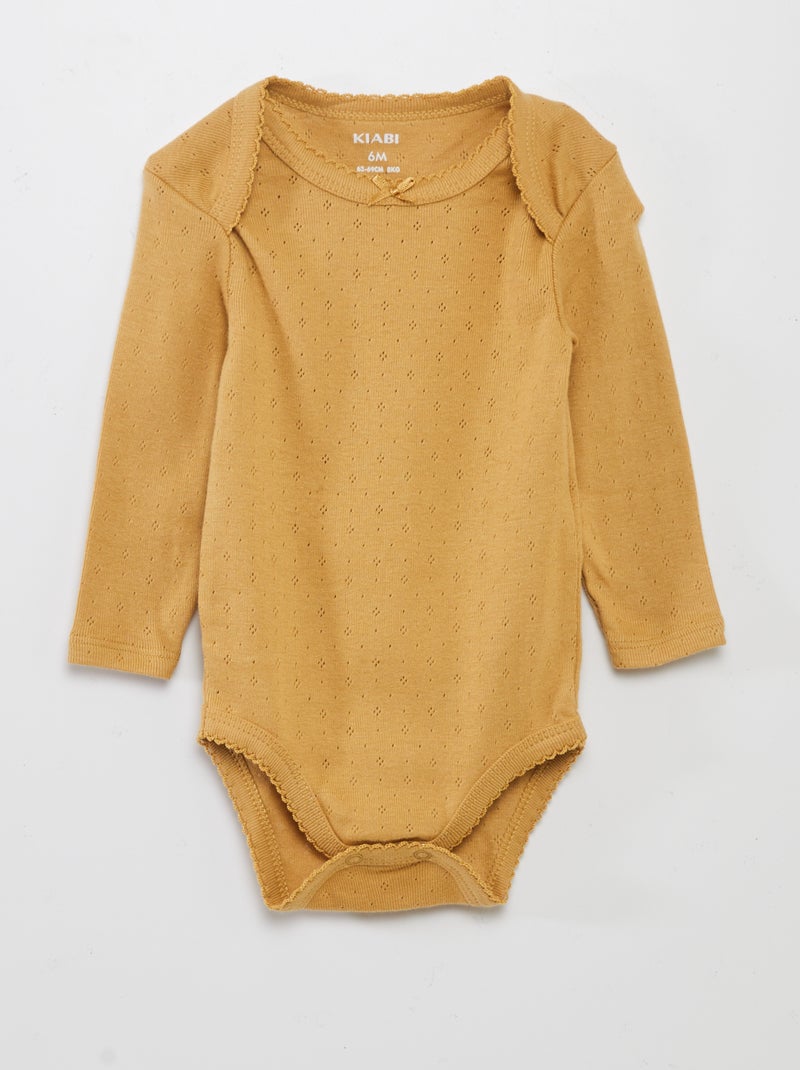 Body à manches longues et col US - Lot de 3 Rose/jaune moutarde - Kiabi