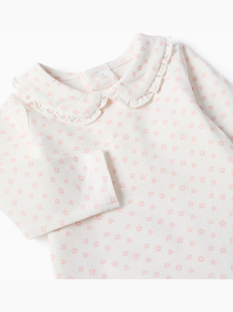 Body à manches longues et motif floral Blanc - Kiabi