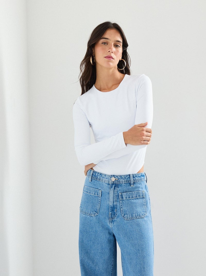 Body à manches longues MO Fashion Blanc - Kiabi