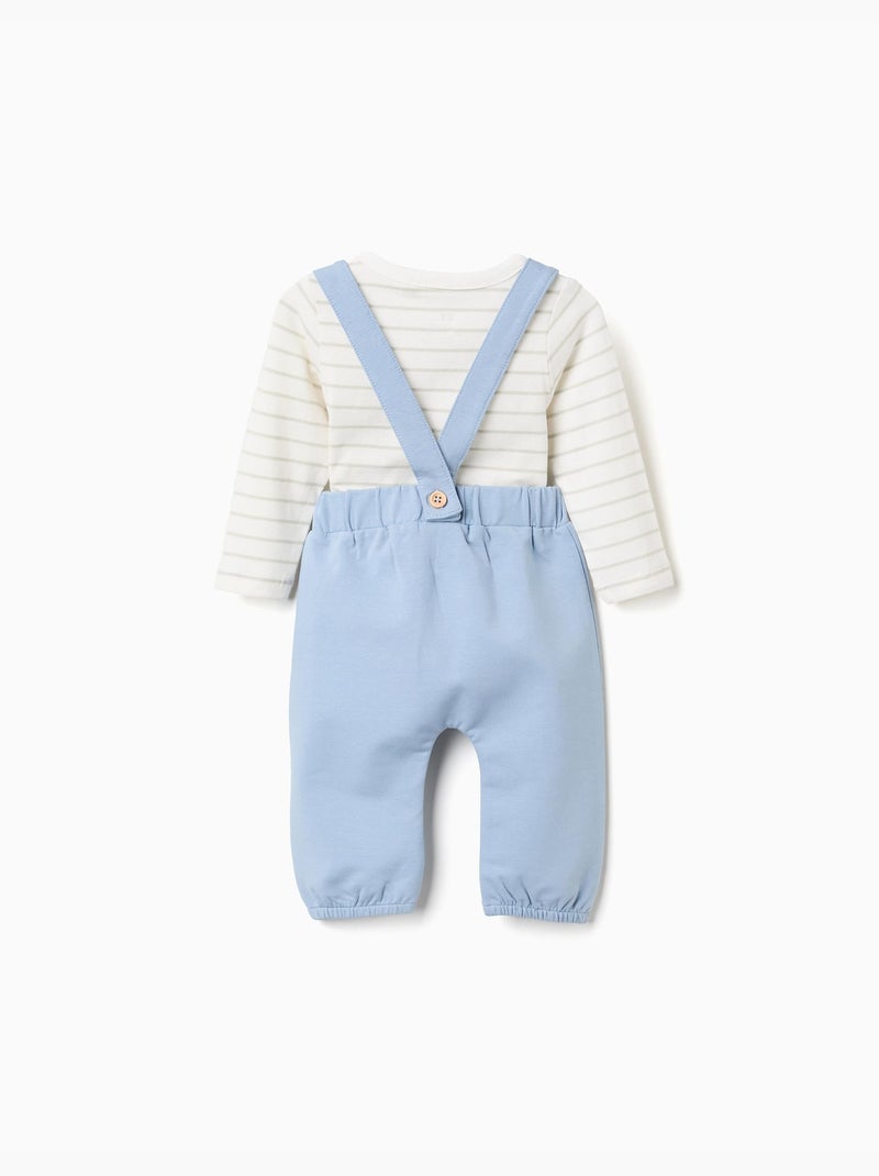 Body à manches longues rayé + pantalon Bleu clair - Kiabi