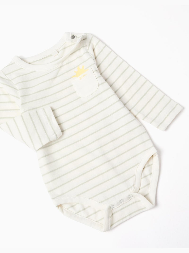 Body à manches longues rayé + pantalon Bleu clair - Kiabi