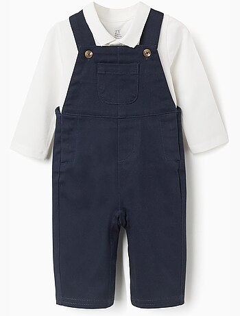 Body à manches longues + salopette en sergé