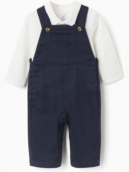 Body à manches longues + salopette en sergé - Kiabi