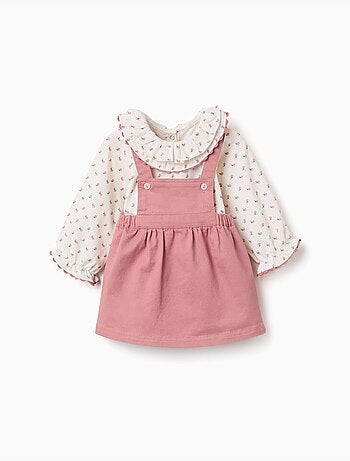 Body à motif fleuri + robe salopette