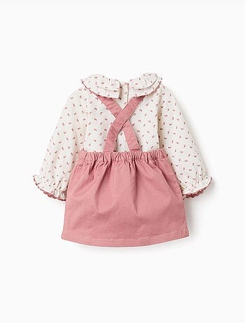 Body à motif fleuri + robe salopette