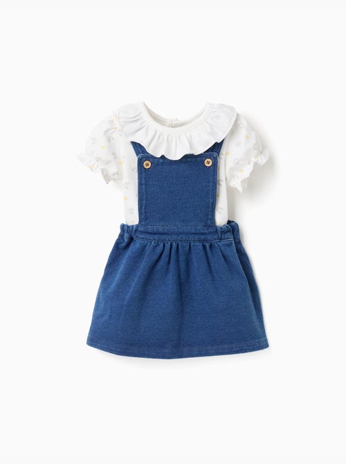 Body à motif + robe salopette en jean - Kiabi