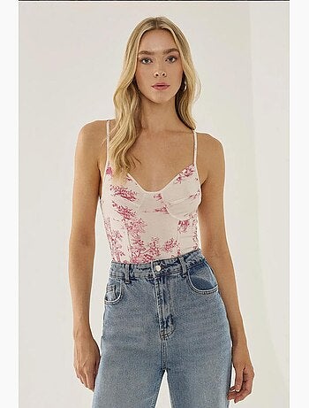 Body à motifs inspiré du corset hiccup