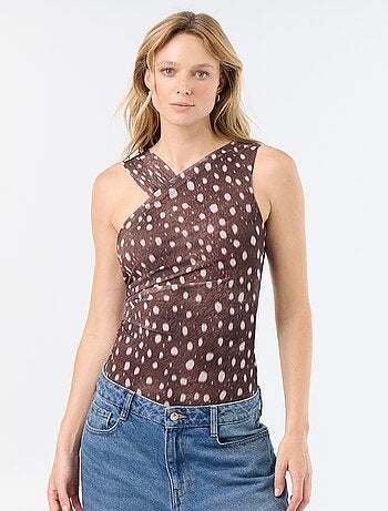 Body à pois avec un col fantaisie