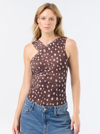 Body à pois avec un col fantaisie