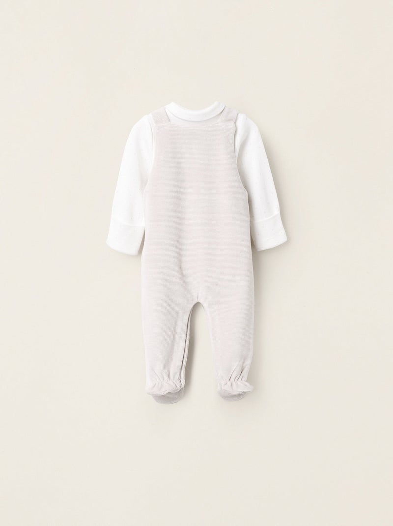 Body à Pois + Combi-Short en Velours Gris clair - Kiabi