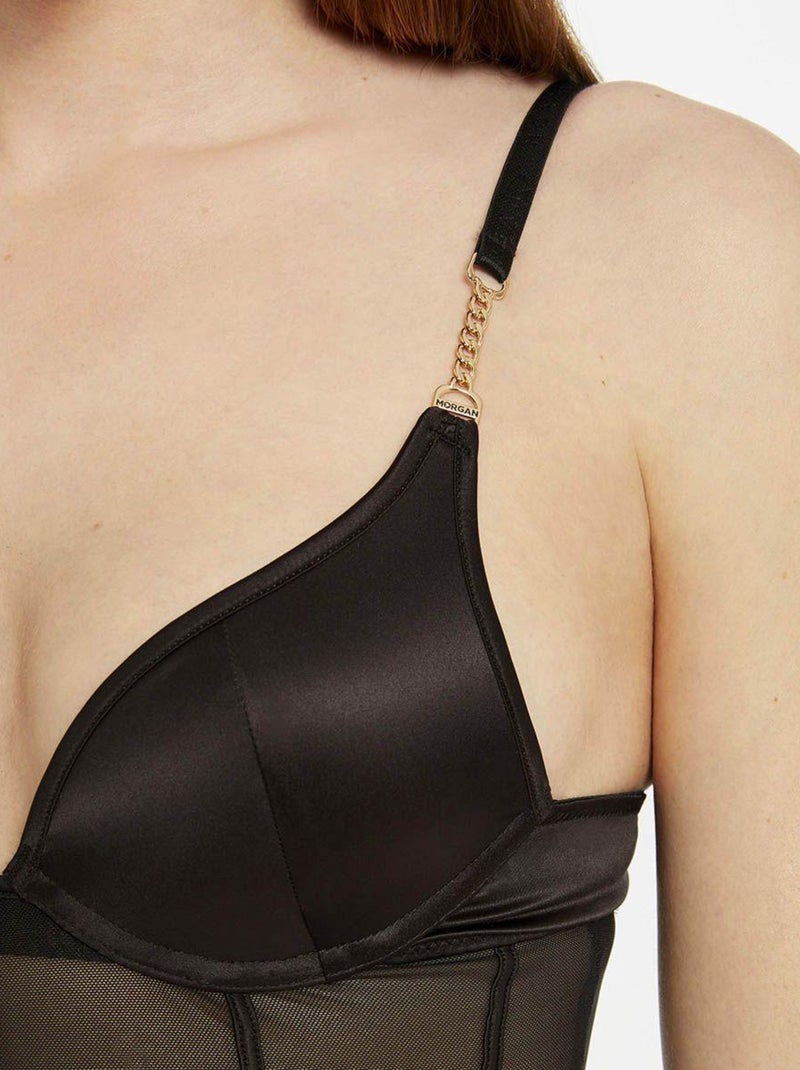 Body AVA satin - Morgan Lingerie Noir - Kiabi