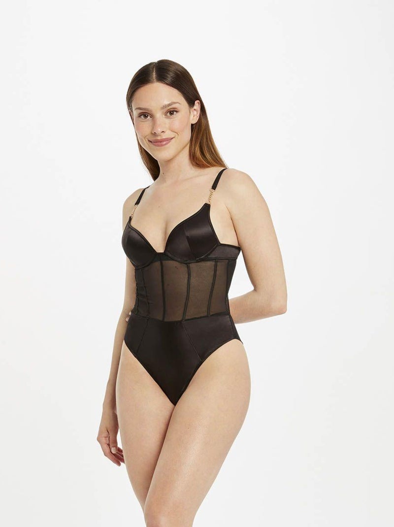 Body AVA satin - Morgan Lingerie Noir - Kiabi