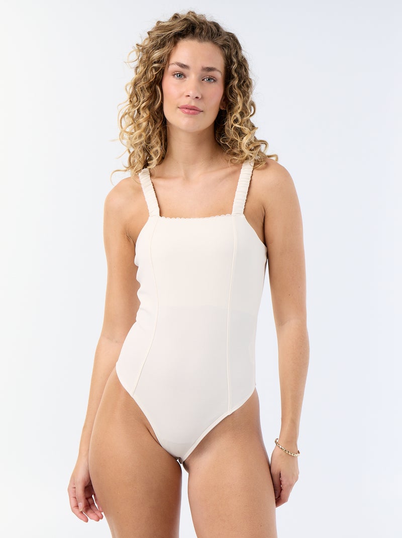 Body avec bretelles élastiquées Blanc - Kiabi