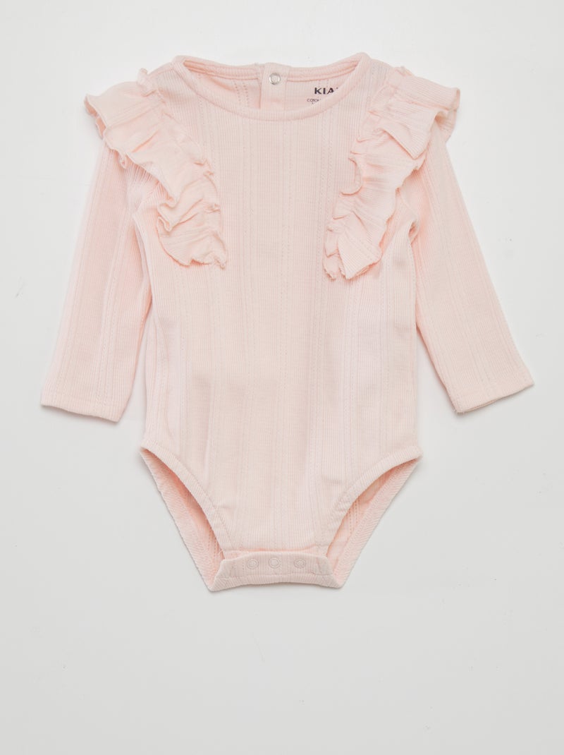 Body avec broderie anglaise Rose - Kiabi