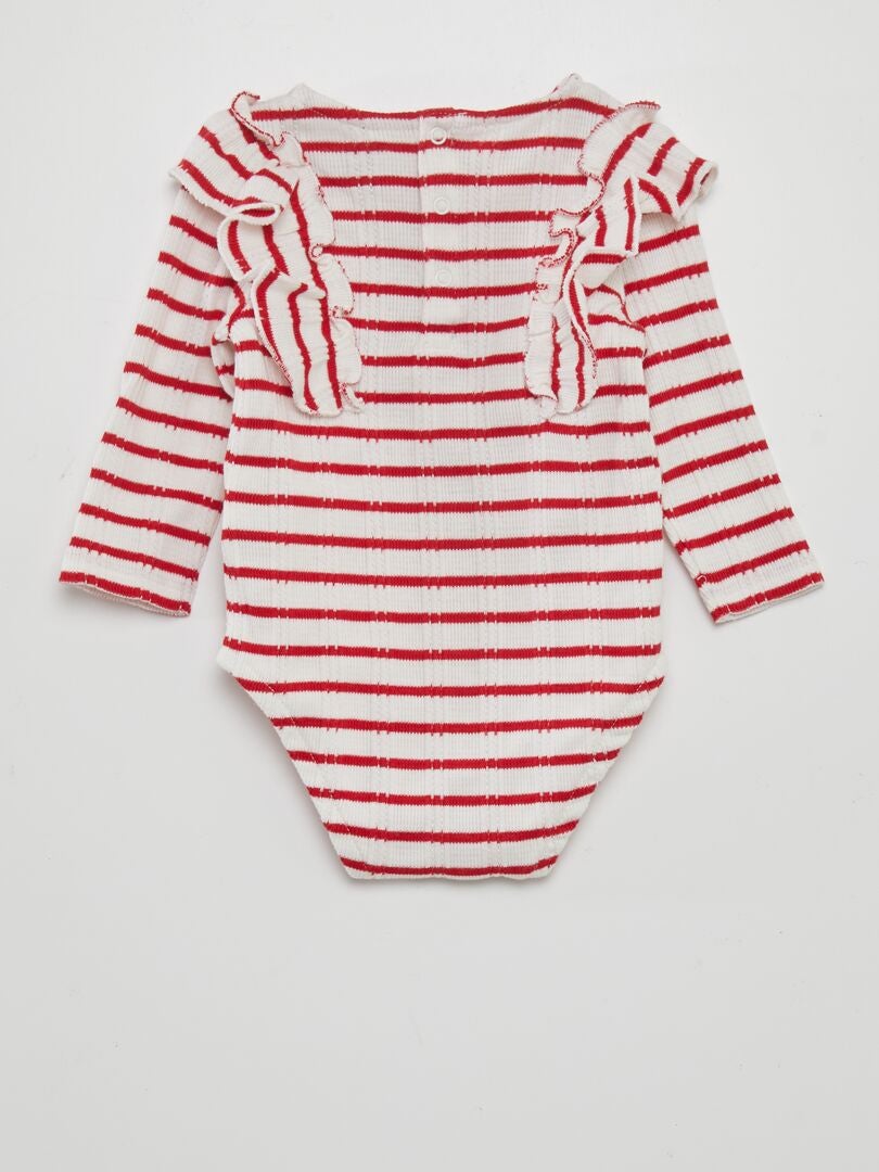 T-shirt coton manches broderie anglaise rouge femme | La Halle
