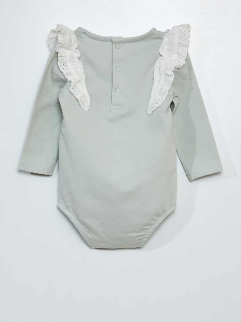 Body avec broderie anglaise Vert - Kiabi