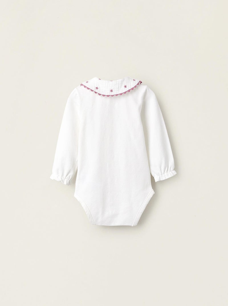 Body avec broderie florale, avec boutons-pression ISTANBUL Blanc - Kiabi