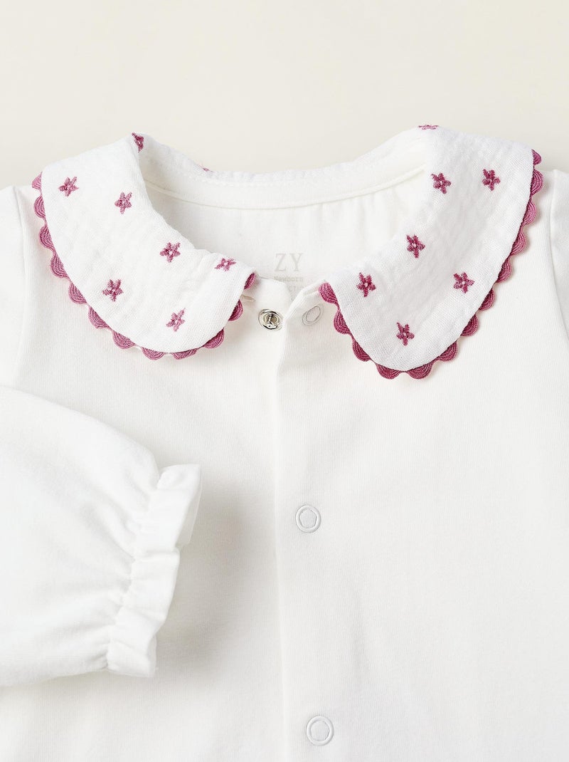 Body avec broderie florale, avec boutons-pression ISTANBUL Blanc - Kiabi