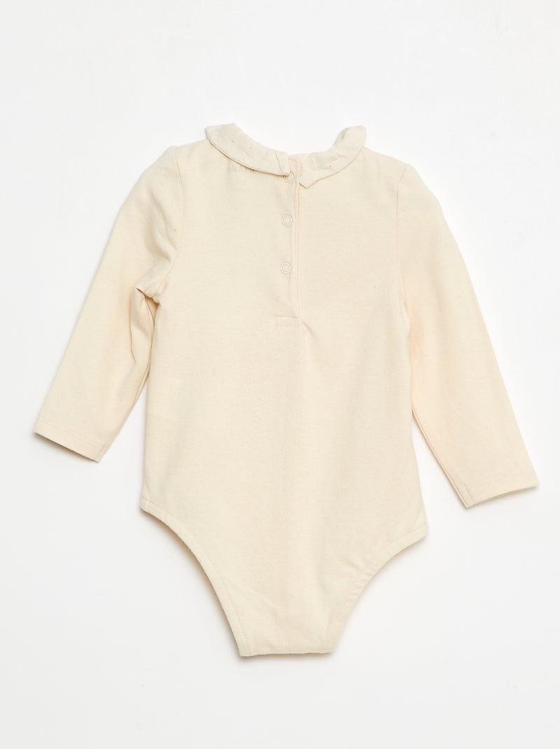 Body avec col claudine Blanc - Kiabi