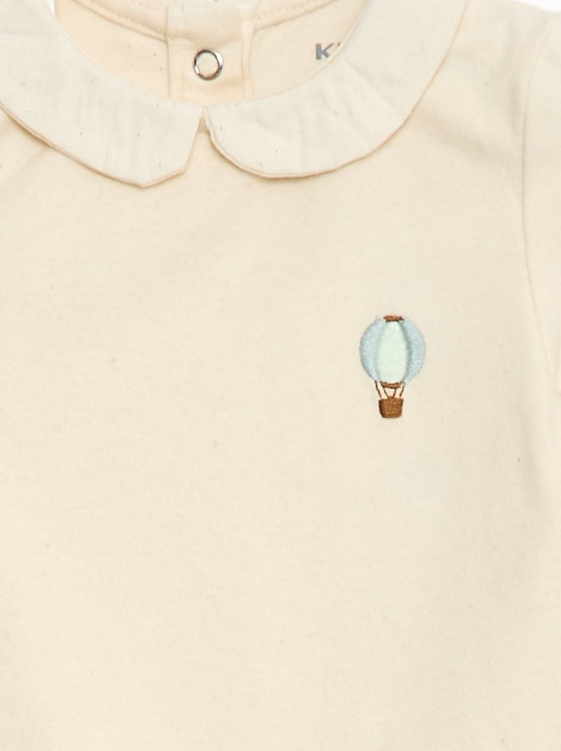 Body avec col claudine Blanc - Kiabi