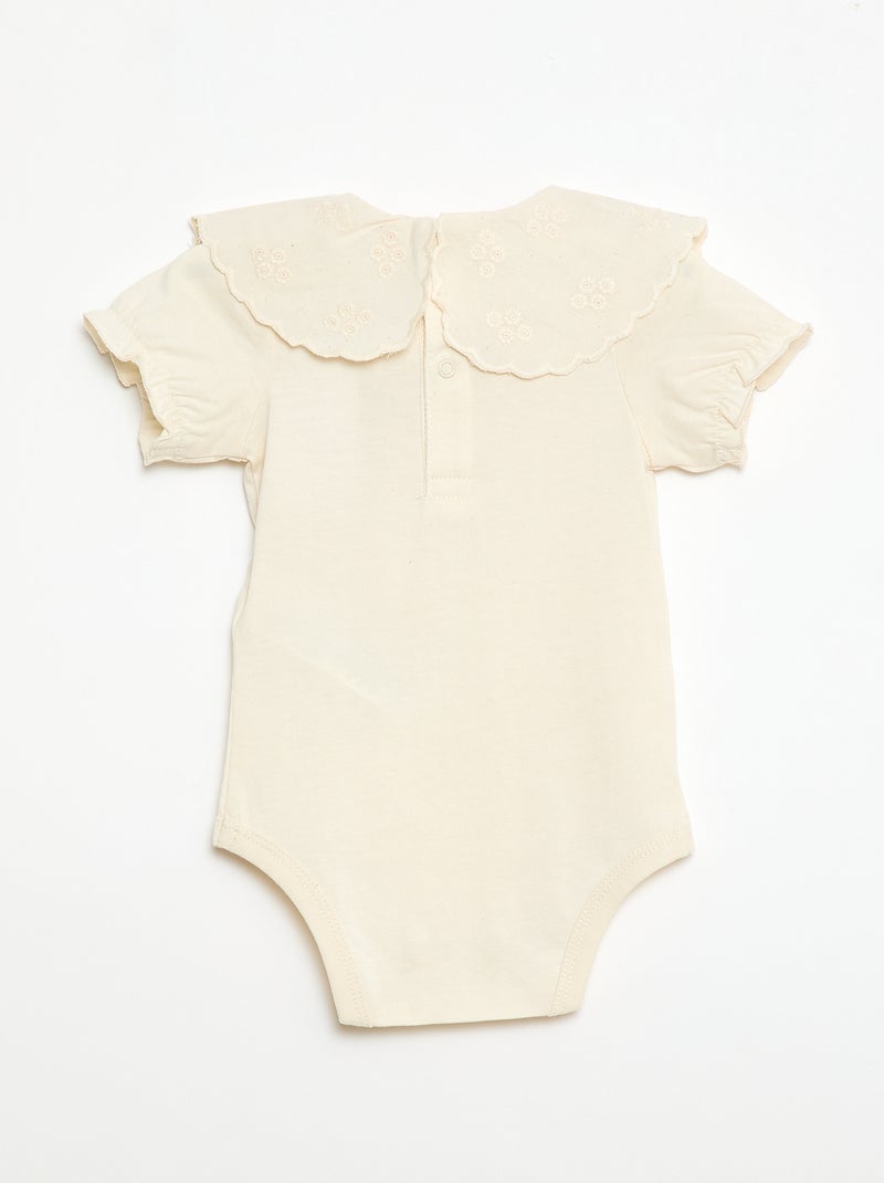 Body avec col claudine Blanc - Kiabi