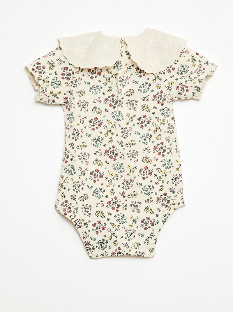 Body avec col claudine Blanc - Kiabi