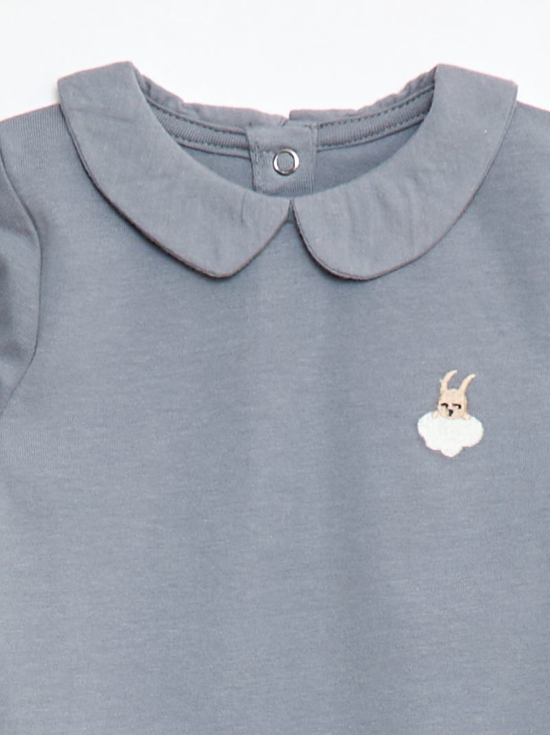 Body avec col claudine Bleu - Kiabi