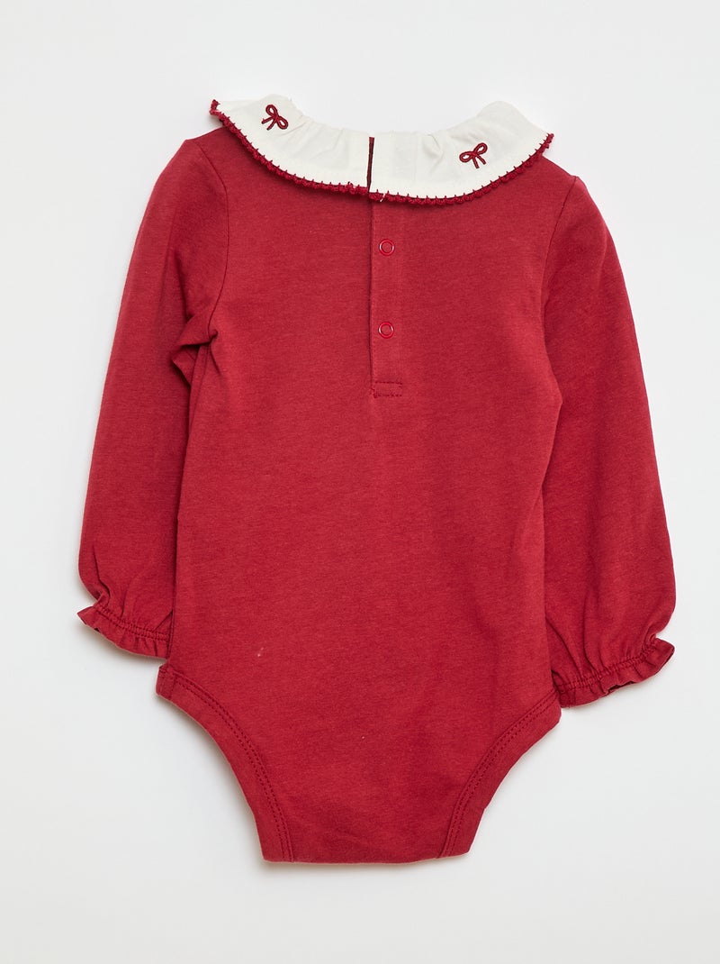 Body avec col claudine et manches longues Rouge - Kiabi