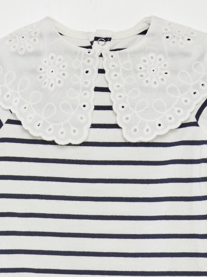 Body avec col claudine et motif Blanc - Kiabi