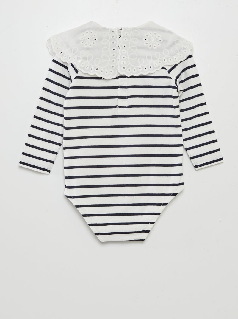Body avec col claudine et motif Blanc - Kiabi