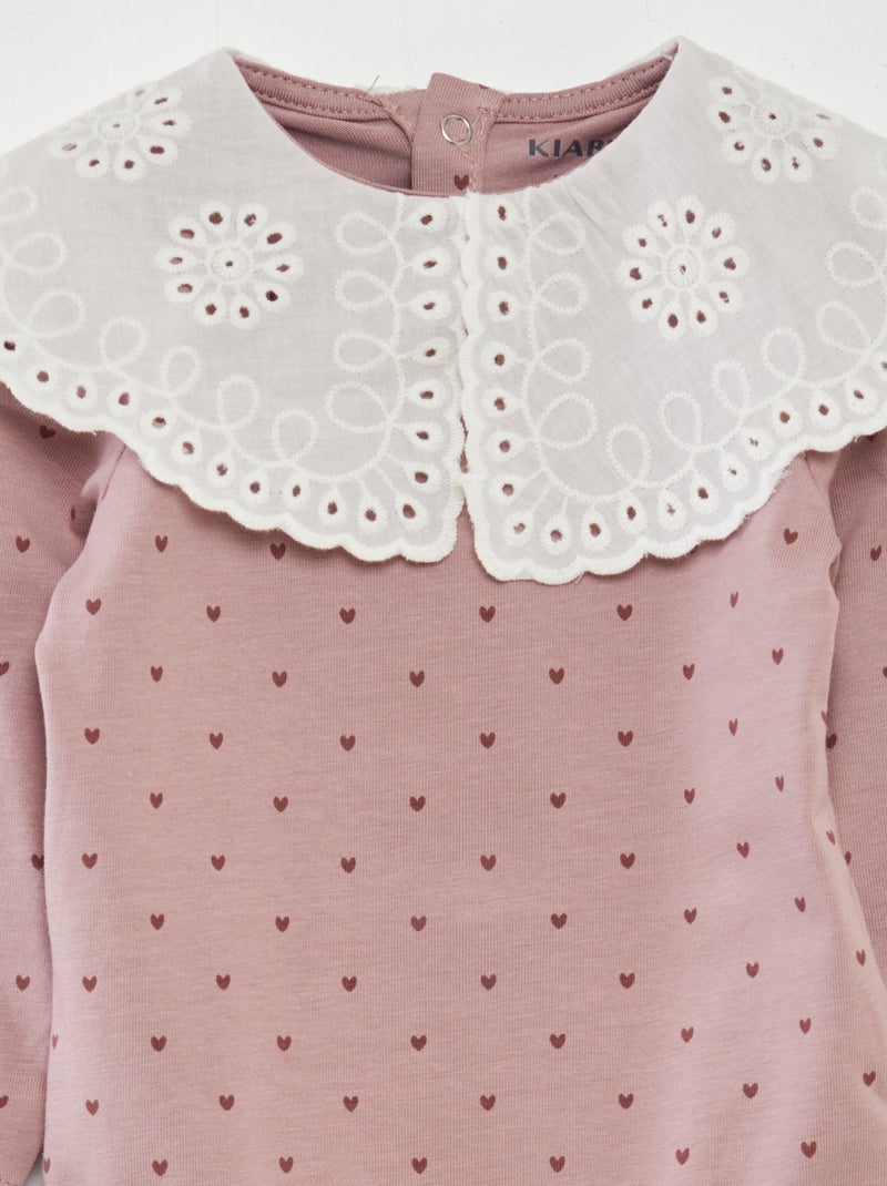 Body avec col claudine et motif Violet - Kiabi