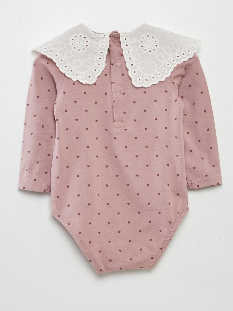 Body avec col claudine et motif Violet - Kiabi