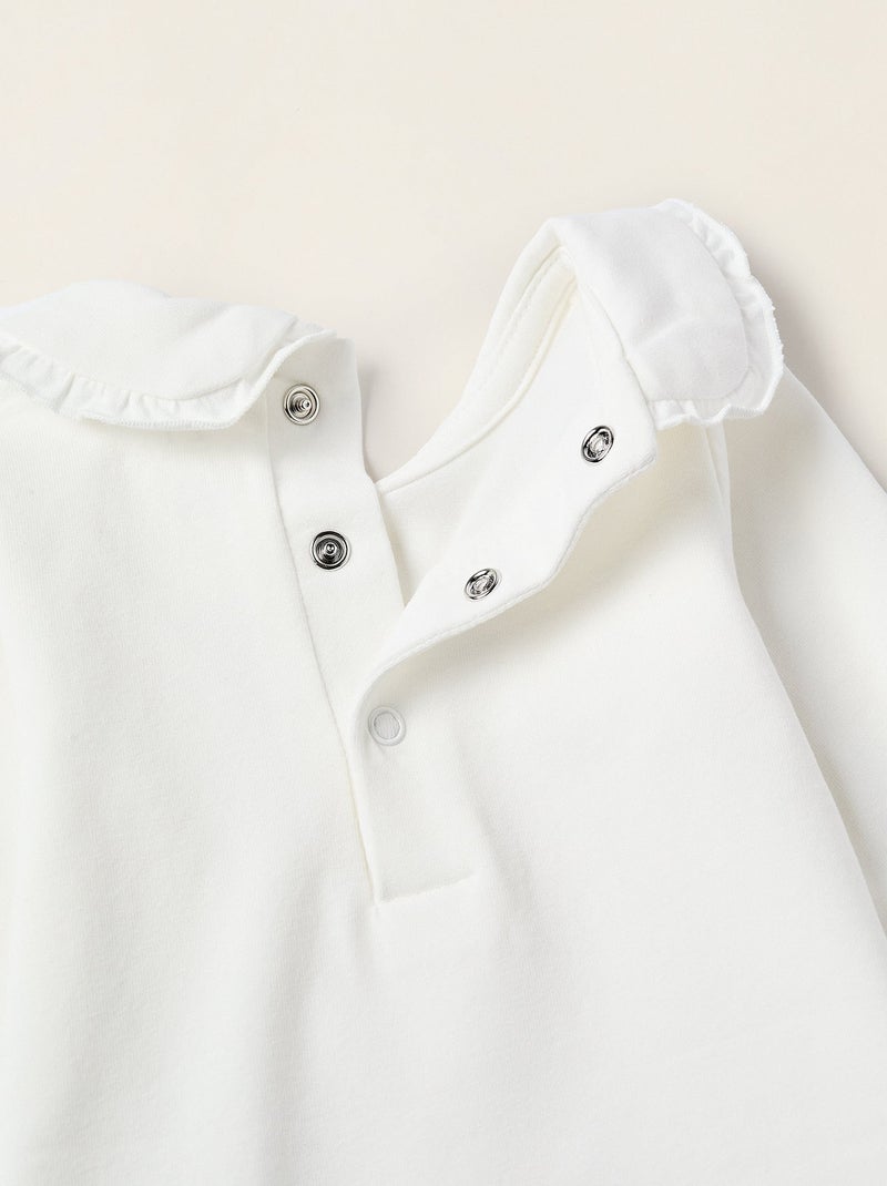 Body avec Col Claudine et Volants Blanc - Kiabi