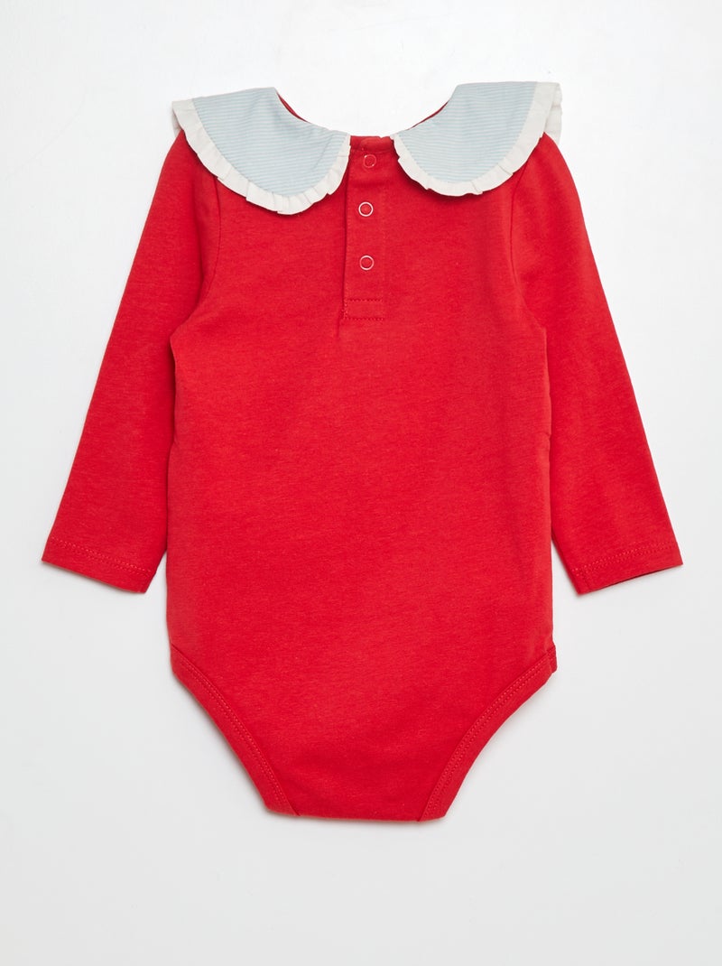 Body avec col claudine fantaisiste ROUGE - Kiabi