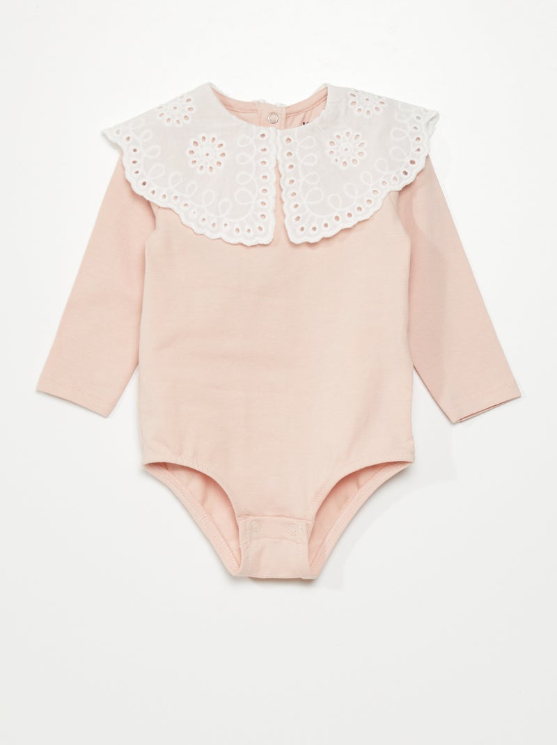Body avec col en broderie anglaise Rose - Kiabi
