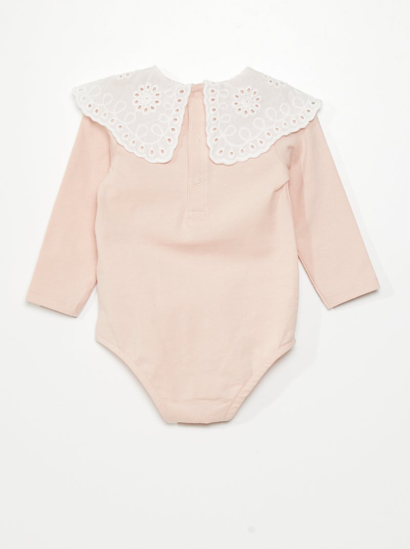 Body avec col en broderie anglaise Rose - Kiabi