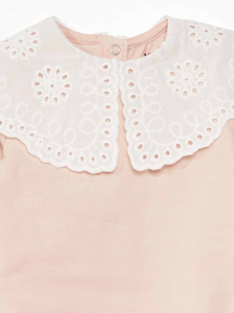 Body avec col en broderie anglaise Rose - Kiabi