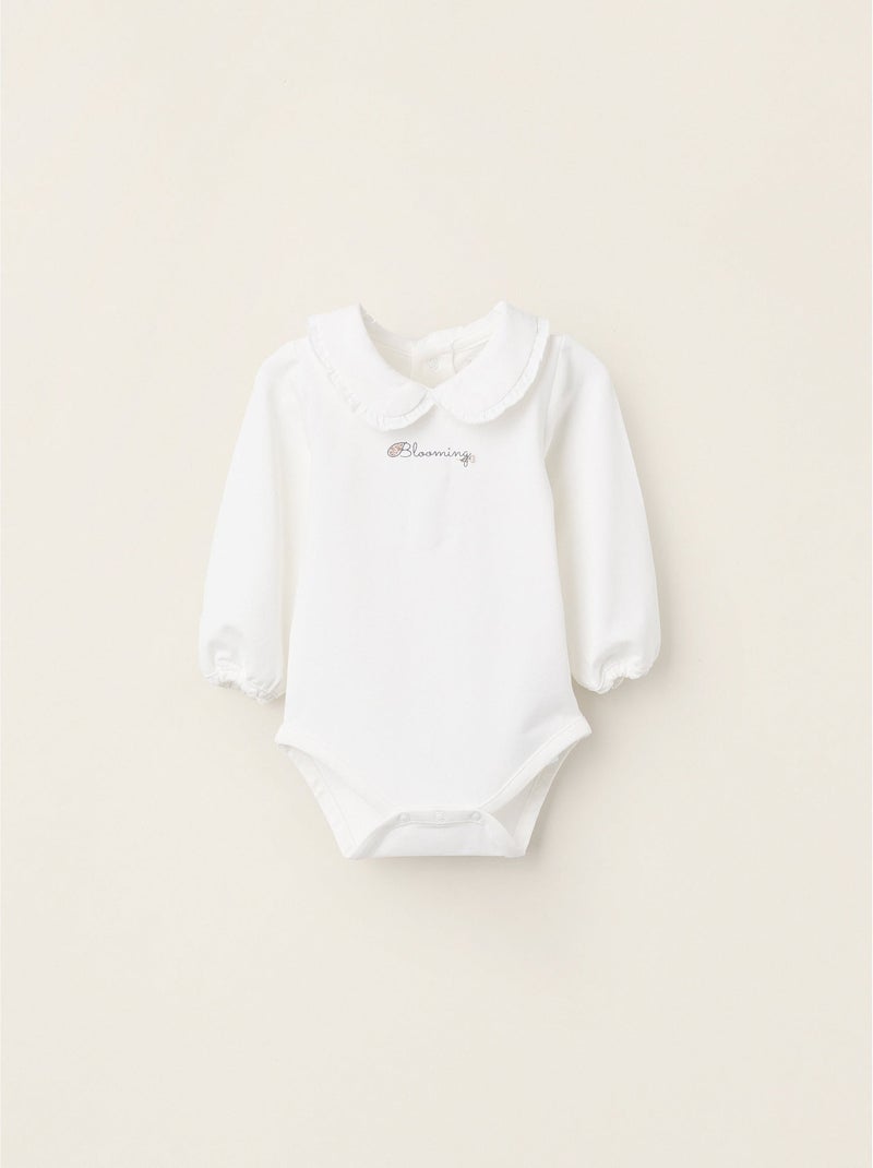 Body avec Col Peter Pan et Volants Blanc - Kiabi