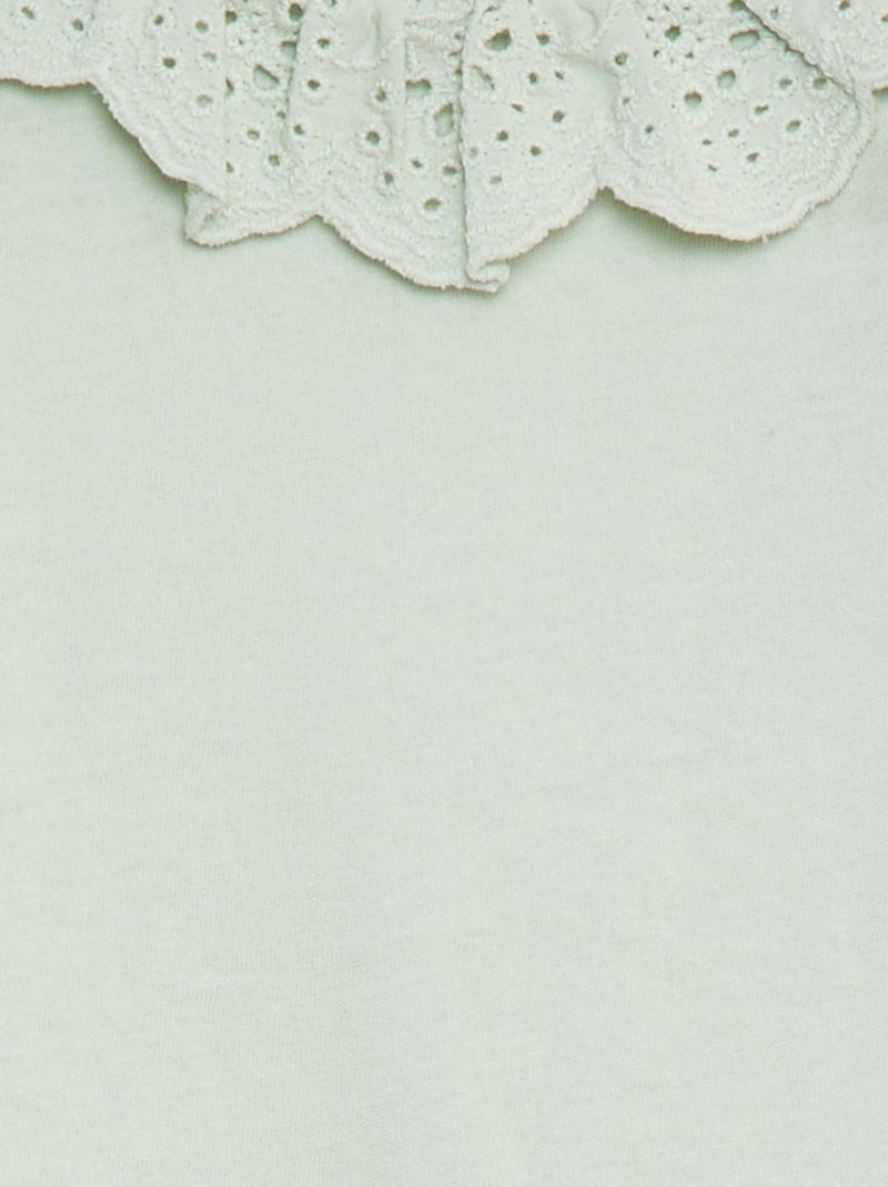 Body avec colerette en broderies anglaises Vert - Kiabi