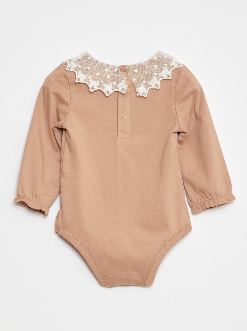 Body avec collerette en dentelle Beige - Kiabi