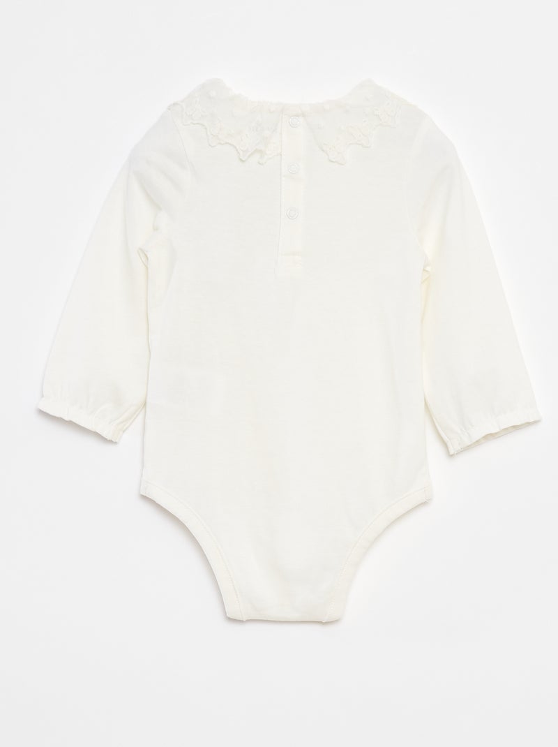 Body avec collerette en dentelle Blanc - Kiabi