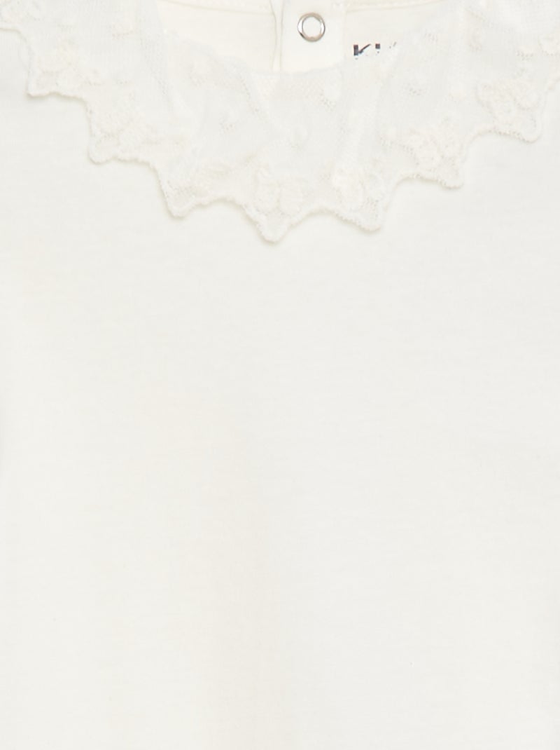 Body avec collerette en dentelle Blanc - Kiabi